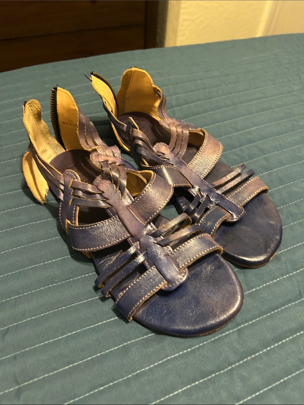 Women’s Blue Leather Strappy Sandals
